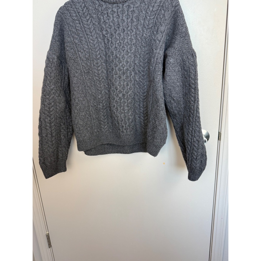 Aran Woollen Mills Merino Wool Cable Knit Sweater Gray Made in Ireland XL - Picture 11 of 12